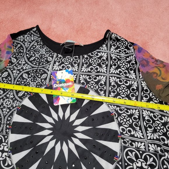 Desigual Mandala Floral Semisheer Long-Sleeve Top - Picture 4 of 17